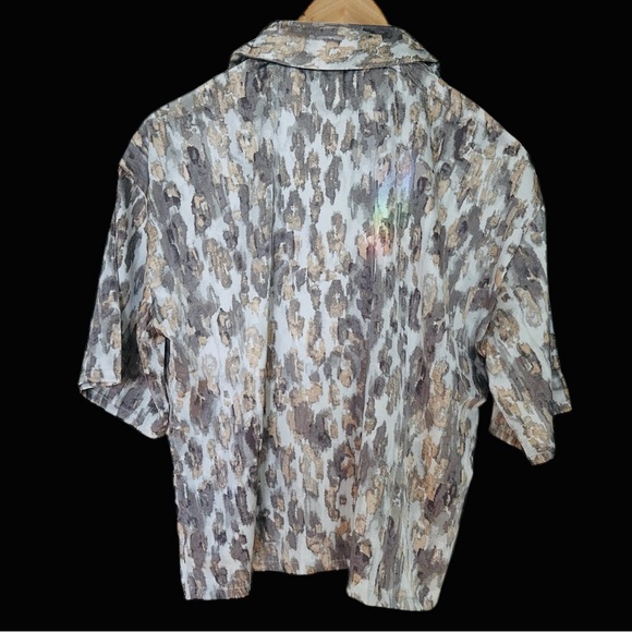 Nicole Miller 2Pc Pajama Set Size Large Pale Gray W/ Abstract Print Pants & Top - Picture 4 of 6